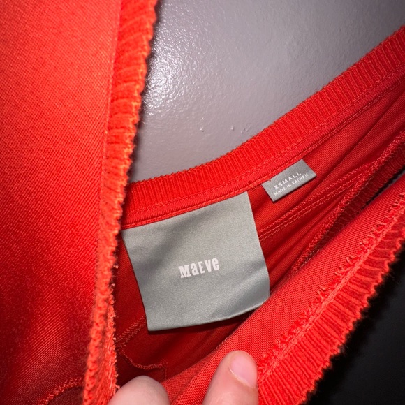 Anthropologie Maeve Women's Midi Swing Dress Orange Double-V Neck - Picture 4 of 7